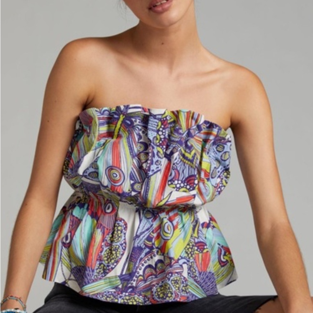 Anthropologie Strapless Ruffle Top